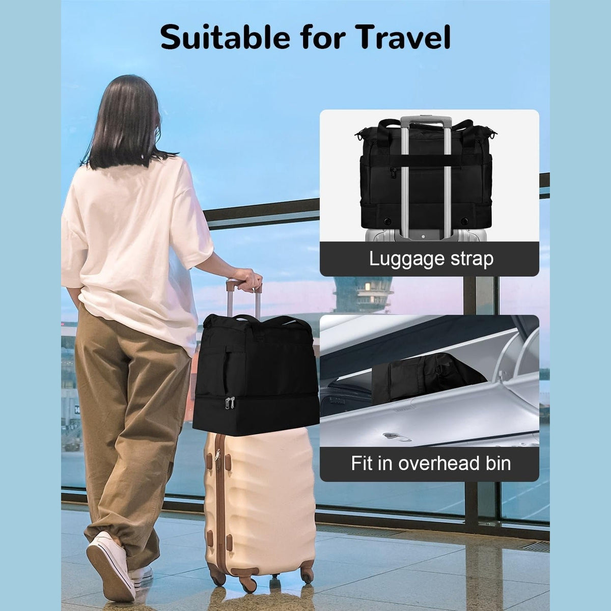 32L Gym- und Weekender-Reisetaschen-Set mit Schuhfach, 3-teilig