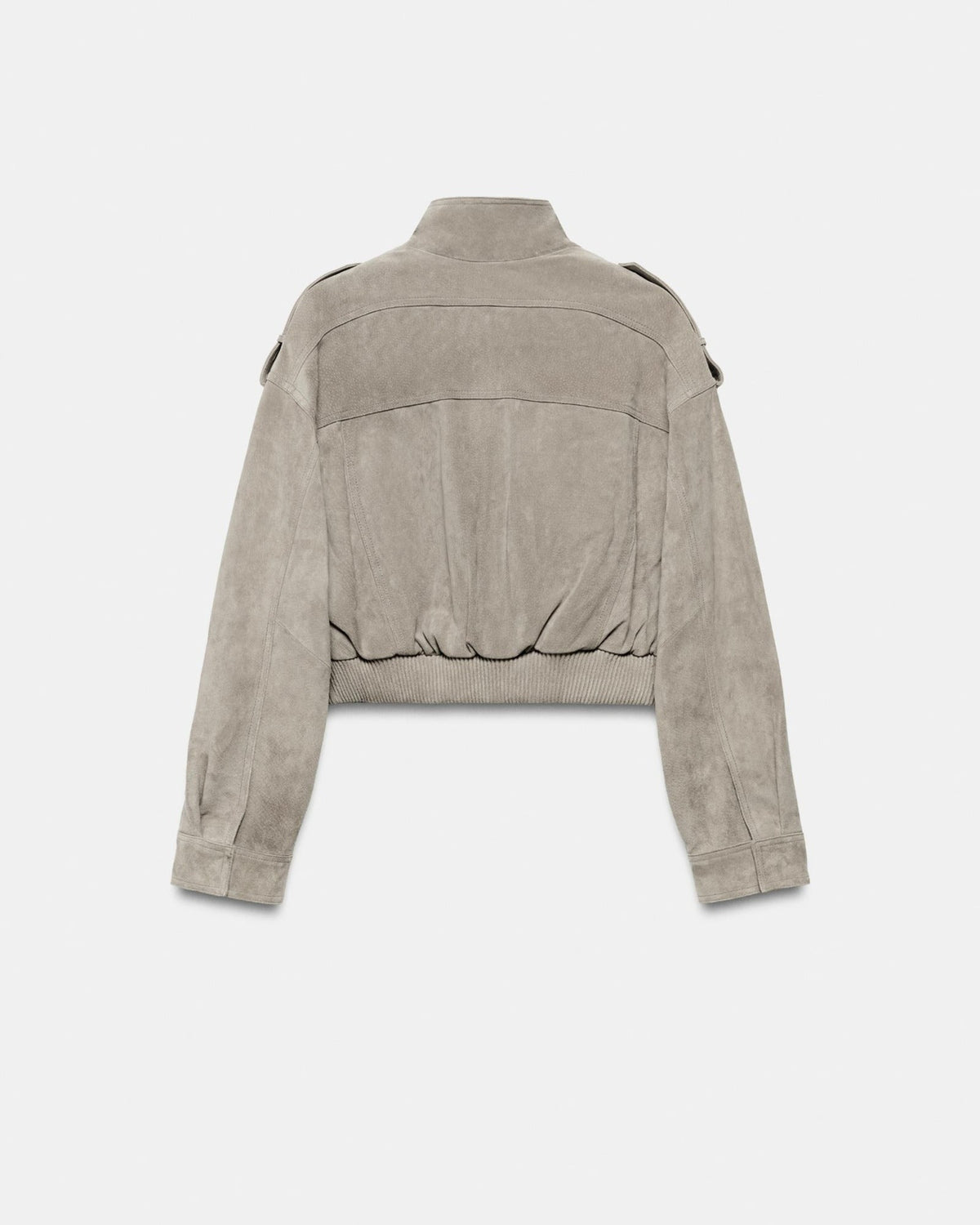 Wildleder Cropped Bomberjacke in Grau
