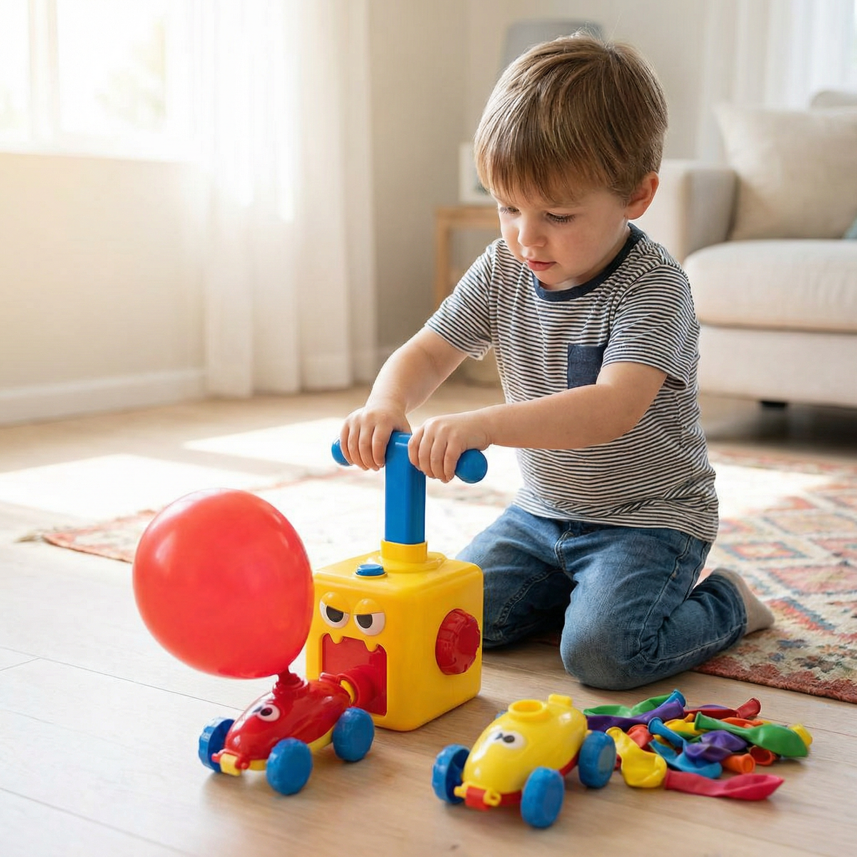 Ballon-Rennwagen-Spielzeug mit Startrampe