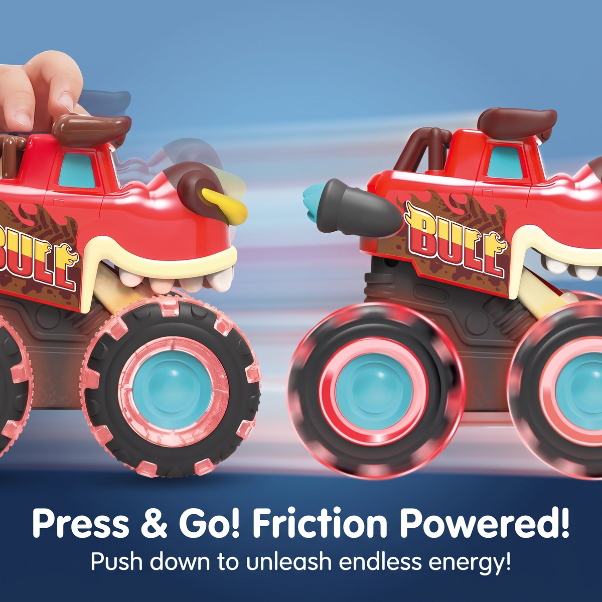 Press & Go Tier-Monster-Truck mit LED-Rädern