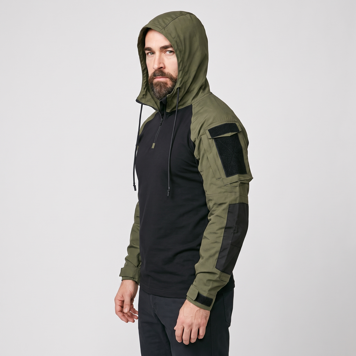 Herren-Hoodie - Taktisches Quarter-Zip-Kampfshirt - Angelhoodie