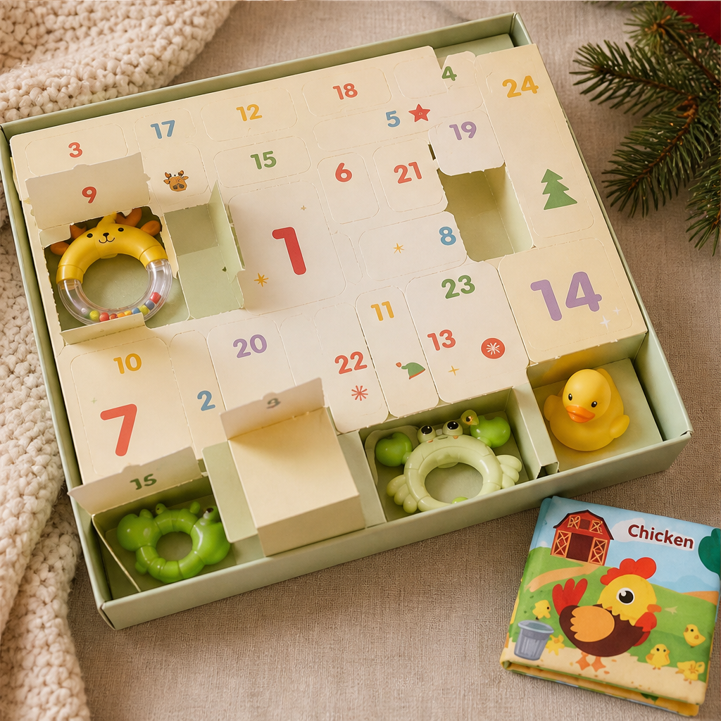 24-Tage Baby-Adventskalender mit Sensorik-Spielzeug