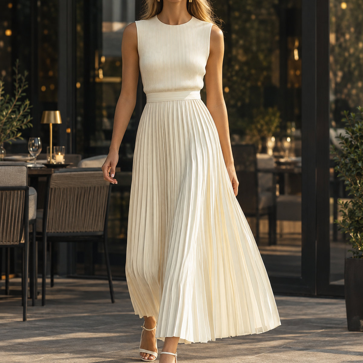 Estelle-Elise Plissiertes Maxi-Kleid