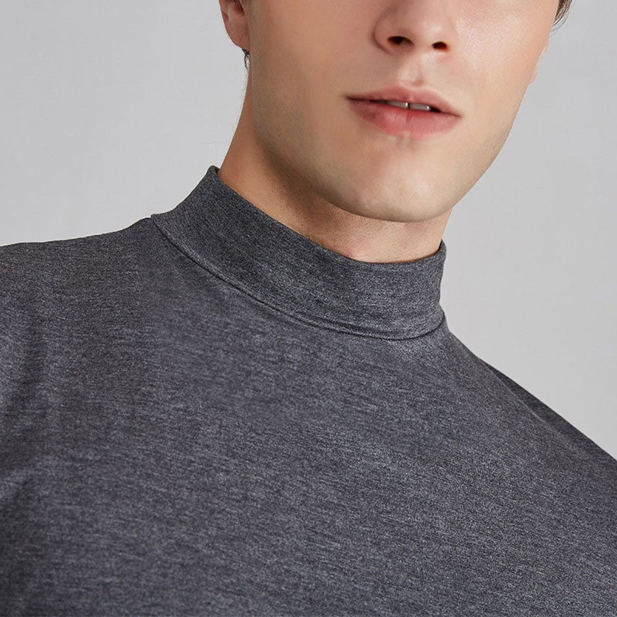 Herren Kurzarm-Stehkragen-T-Shirt mit einfarbigem Design