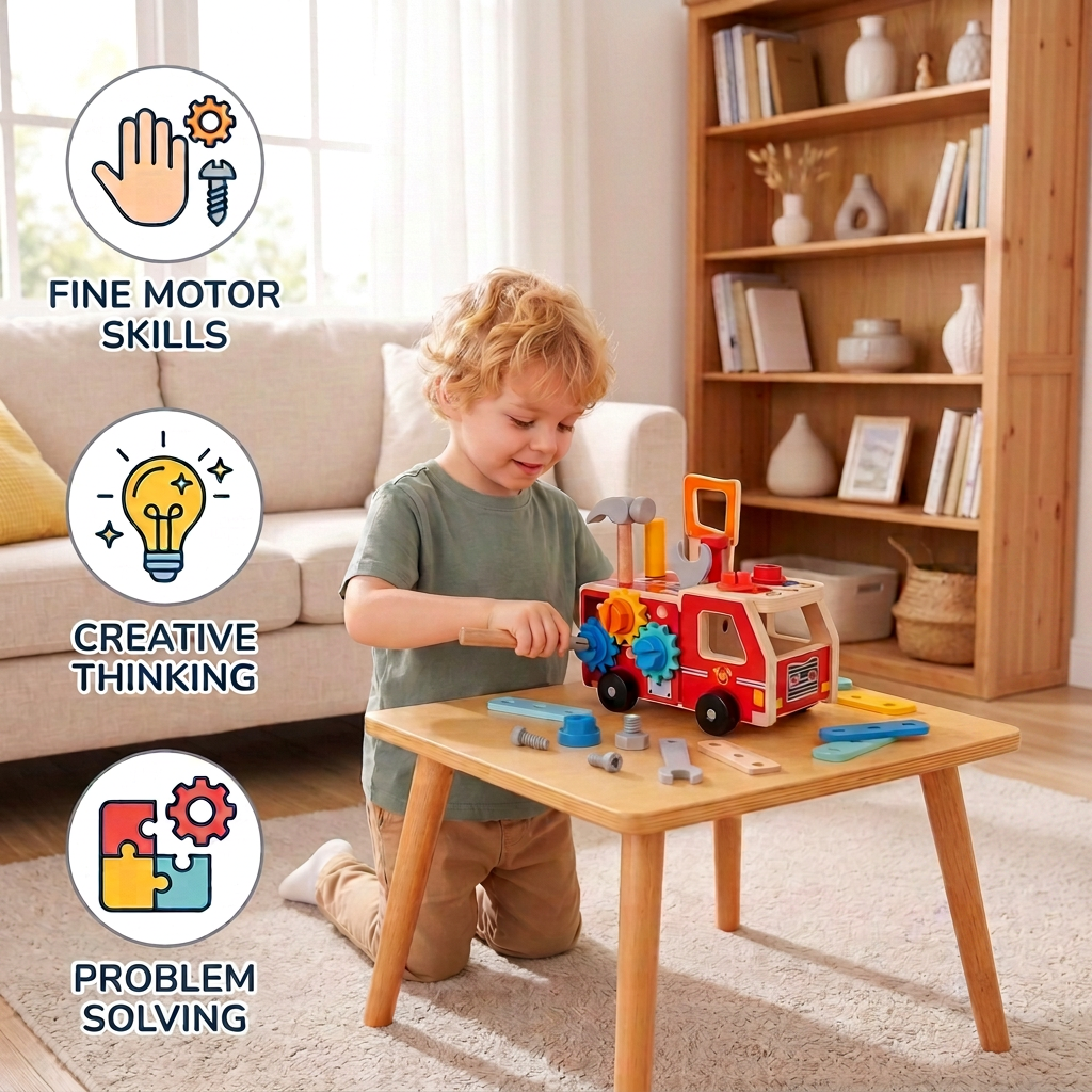 Montessori Holz-Feuerwehr-Werkzeugkasten & Bauset