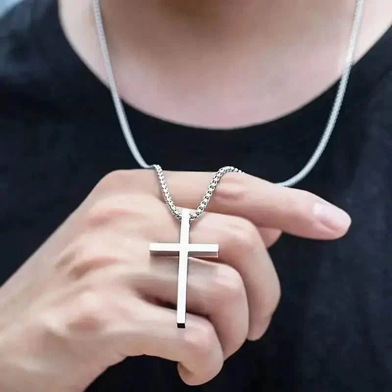 Edelstahl Kreuz Anhänger Unisex Halskette