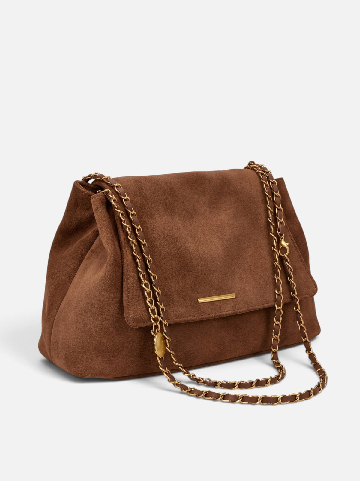 Schultertasche Damen Wildlederoptik Kette