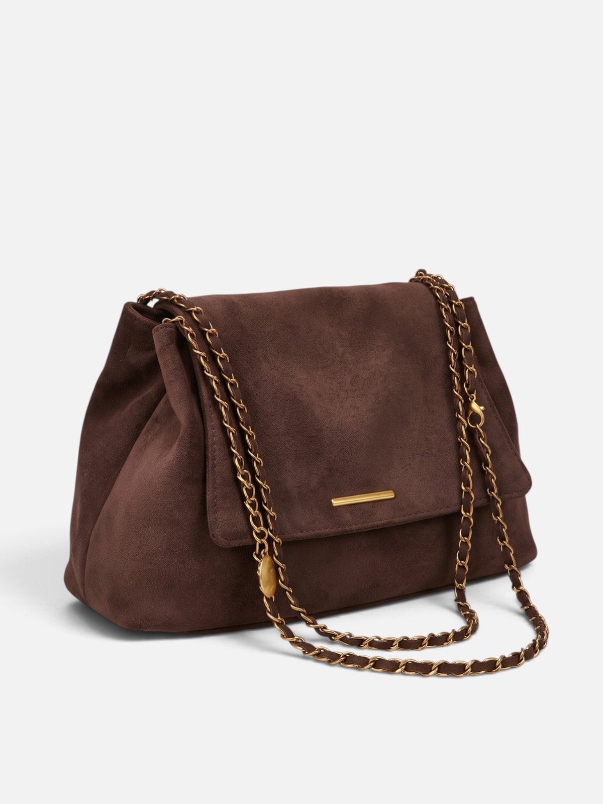 Schultertasche Damen Wildlederoptik Kette