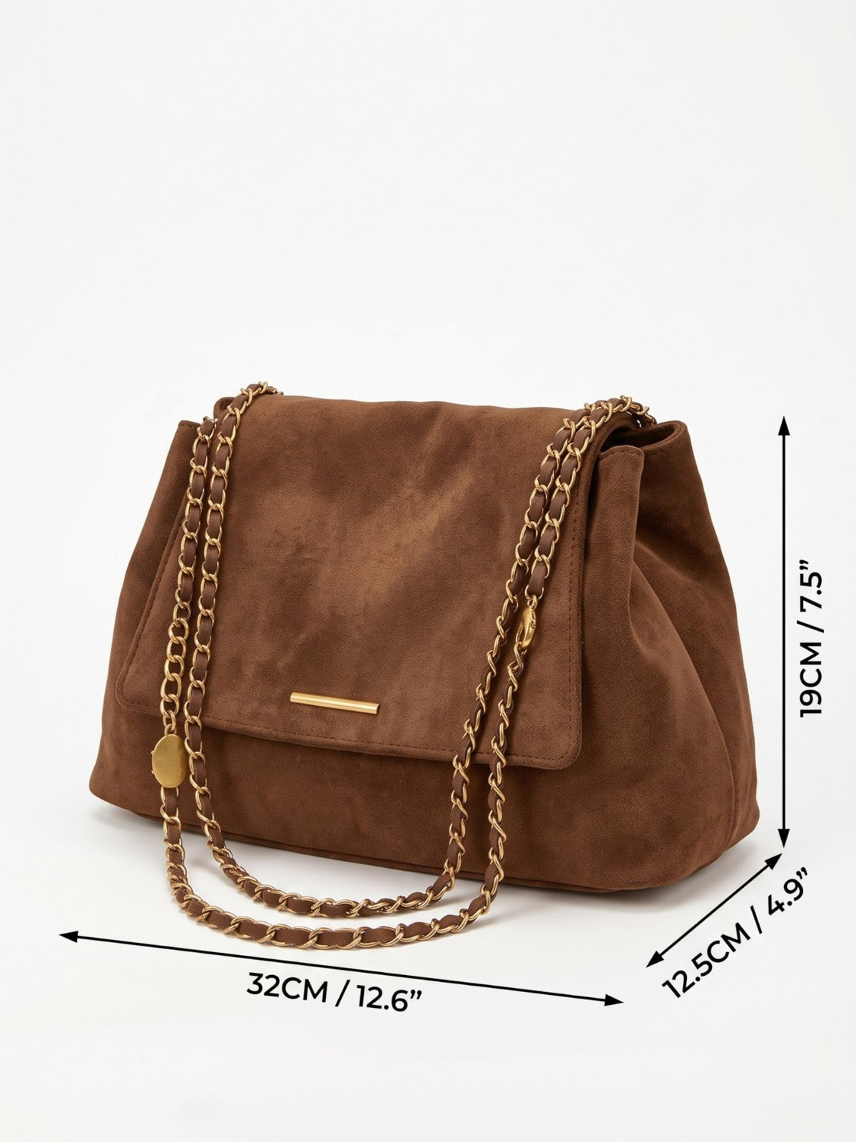 Schultertasche Damen Wildlederoptik Kette