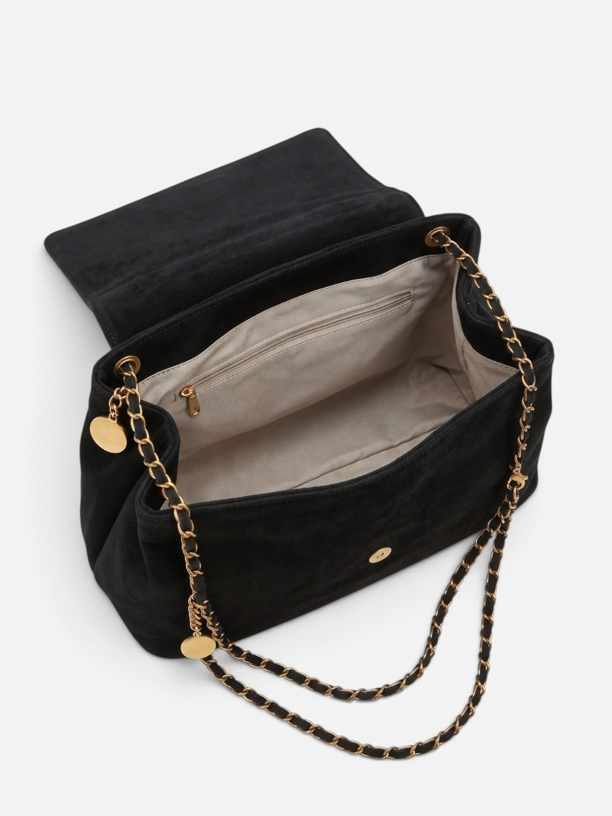 Schultertasche Damen Wildlederoptik Kette