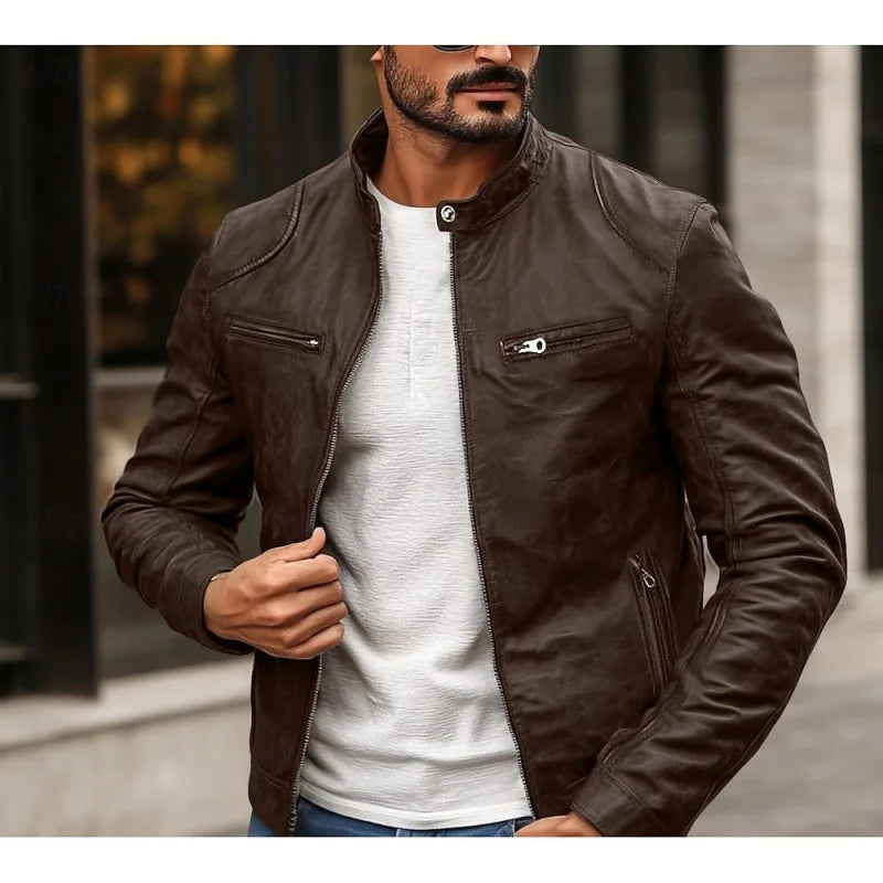 Herren Reißverschluss-Jacke mit Stehkragen und Reißverschlusstaschen