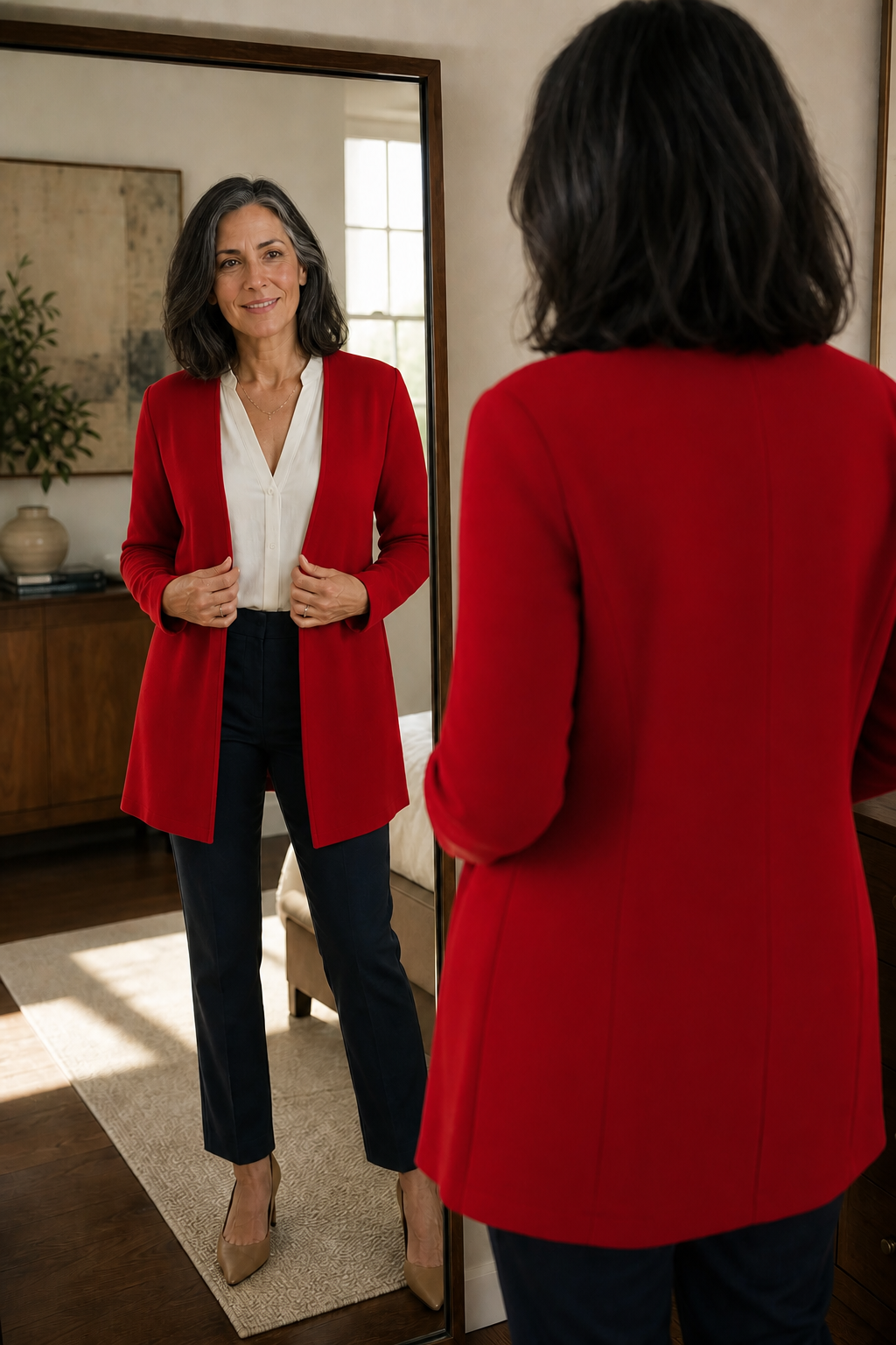 V-Ausschnitt Einknopf A-Linien Blazer