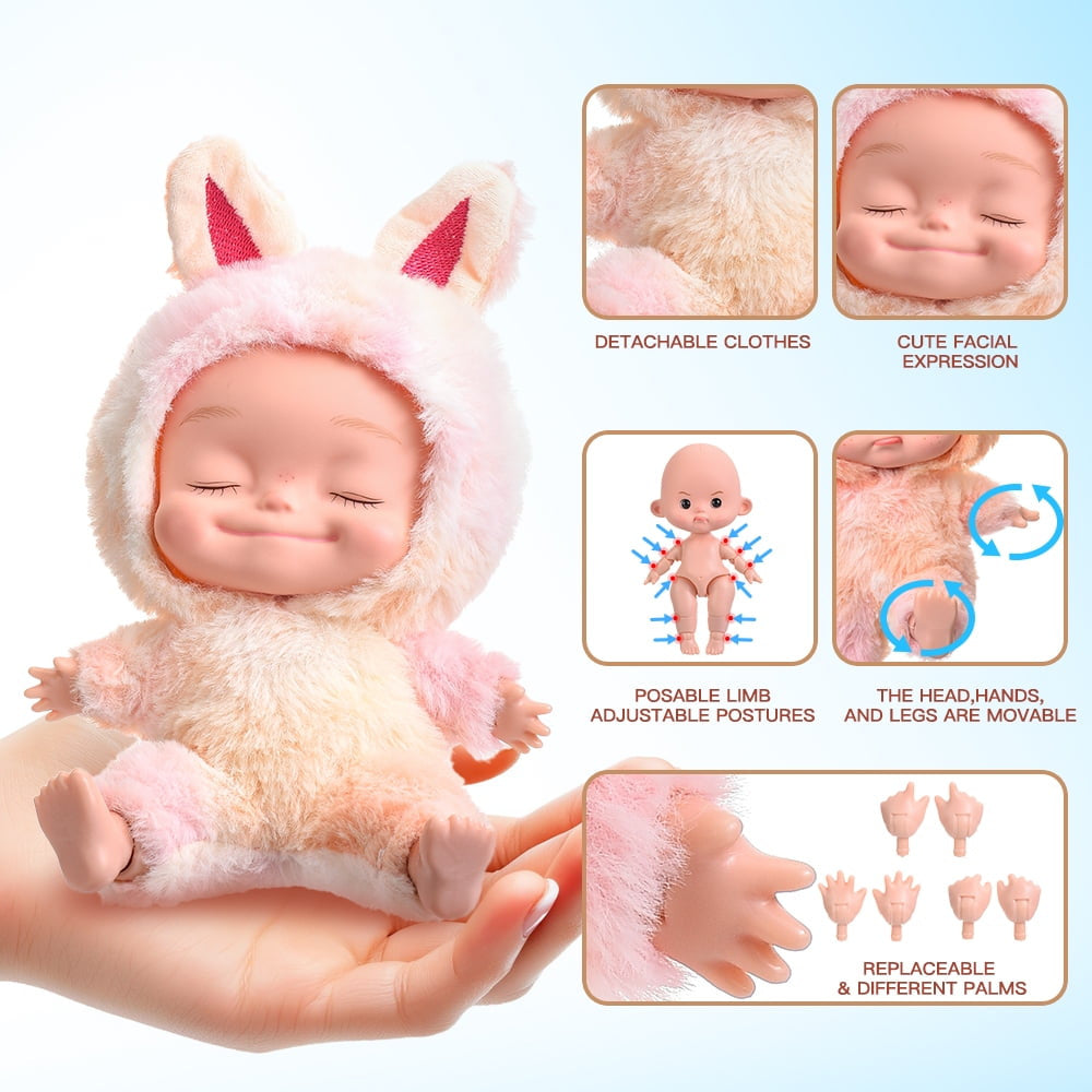 10,6 Zoll Plüsch Tier-Onesie Babypuppe mit geschlossenen Augen, beweglich