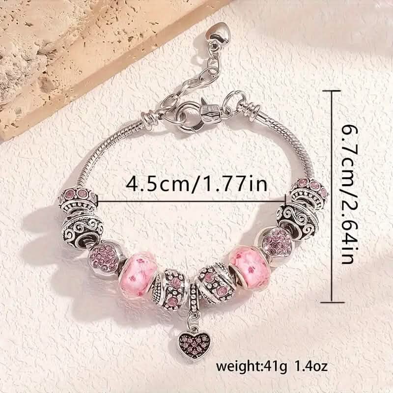 Rosa herzförmiges Anhänger-Armband