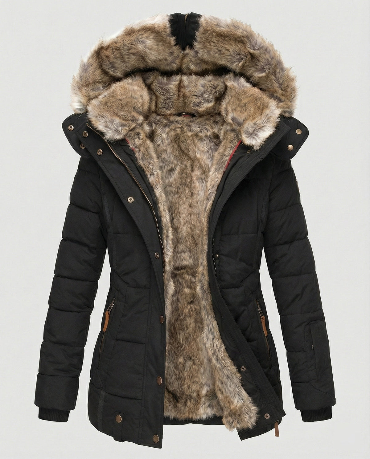 Warme wasserdichte Winterjacke mit Innenfutter und Kapuze