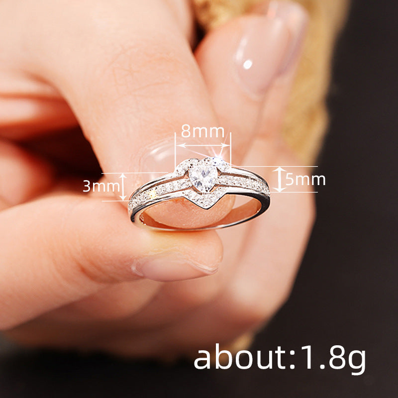 Eleganter 925 Sterling Silber Herz-Ring mit funkelnden Zirkonia