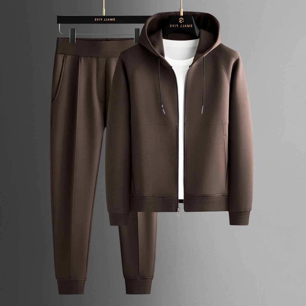Herren-Trainingsanzug mit Reißverschluss – Kapuzenjacke und Jogger-Set mit Kordelzug-Taille für legere Alltagskleidung