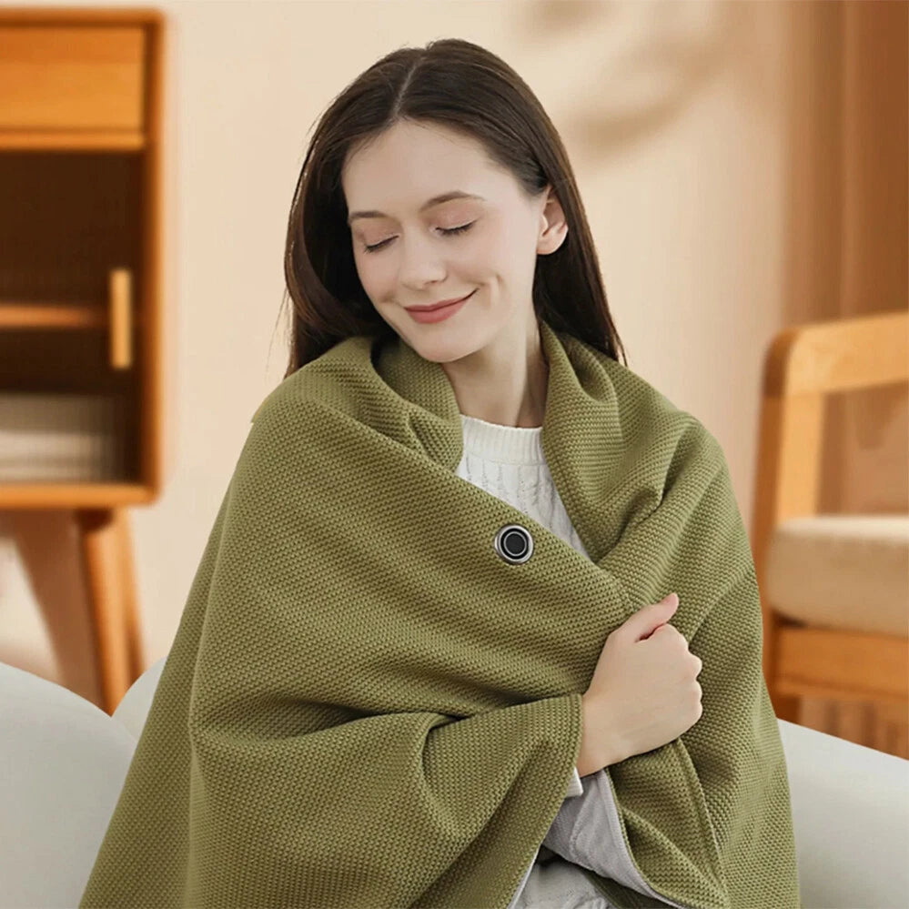 Tragbare Elektrische Beheizte Umschlagdecke – 15 Sek Schnelle Wärme mit 3 Temperaturen – Ideal für Zuhause, Büro, Reisen & als Geschenk