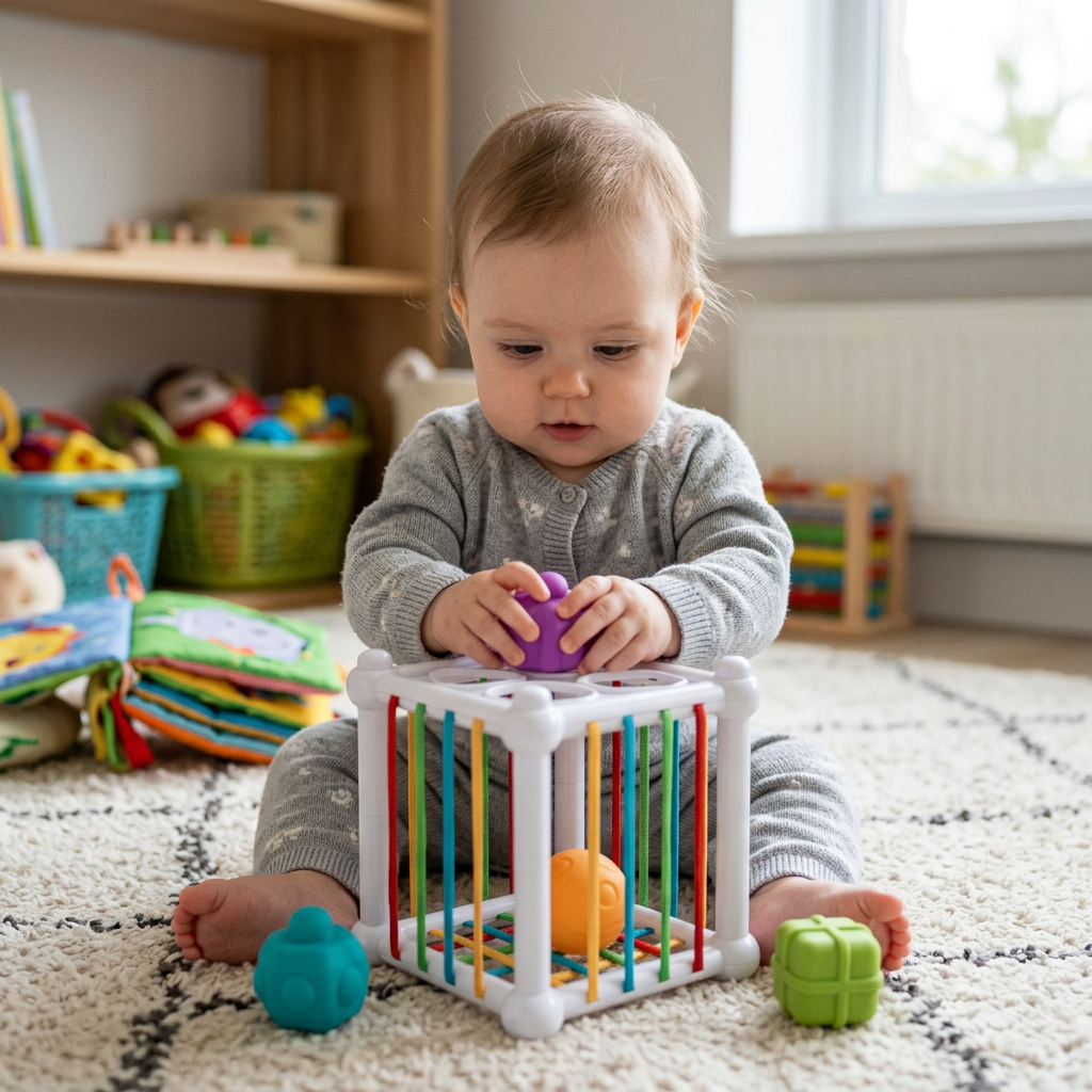 5-in-1 Montessori weiches Gummi Baby Sensorik-Spielset mit Stapel- & Sortierspielzeug – 26 Teile