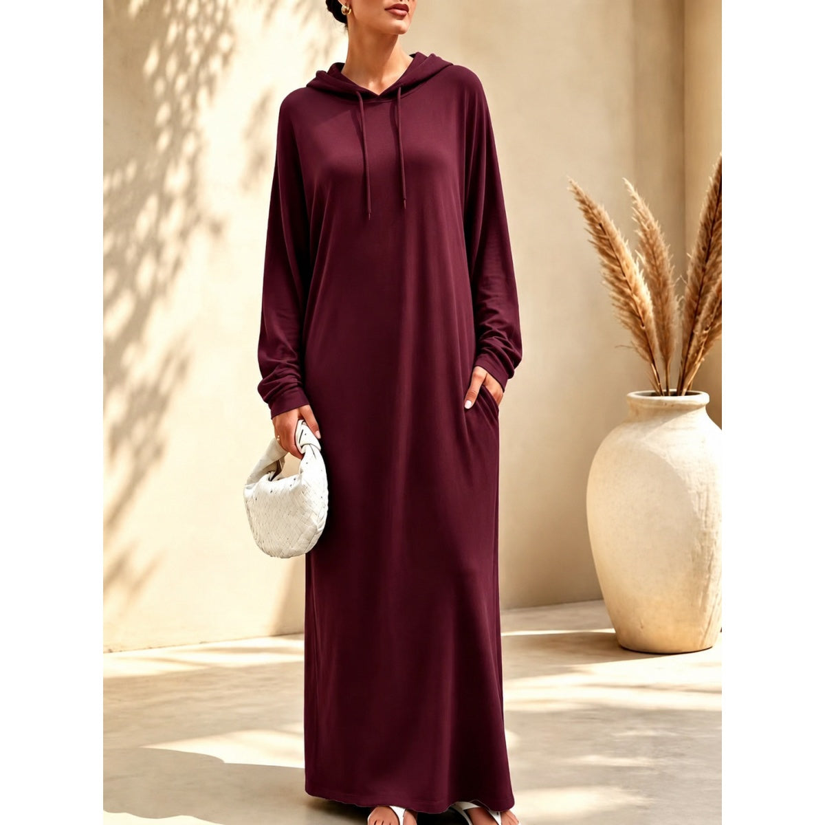 Oversize Maxikleid mit Kapuze für Damen für Herbst & Winter