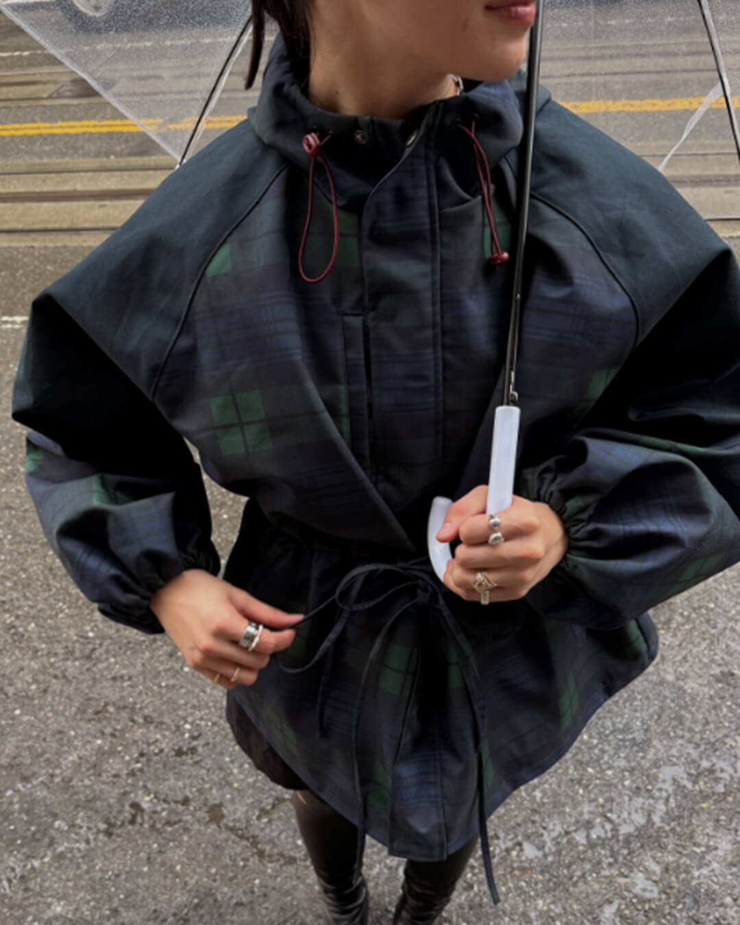 Emma Oversized Karierte Schnür-Jacke