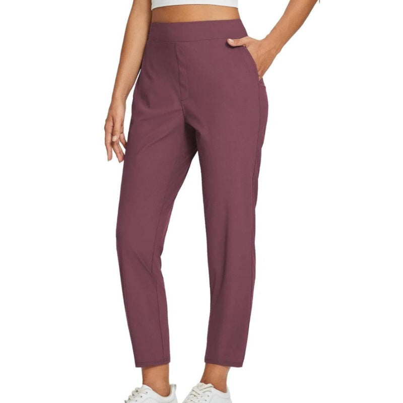 Damen-Hose mit hohem Bund und Reißverschlusstaschen – Leicht, Atmungsaktiv, Weich 26"/27" Knöchelhose