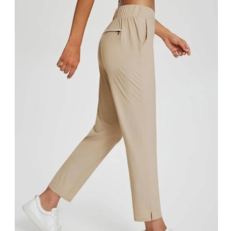 Damen-Hose mit hohem Bund und Reißverschlusstaschen – Leicht, Atmungsaktiv, Weich 26"/27" Knöchelhose