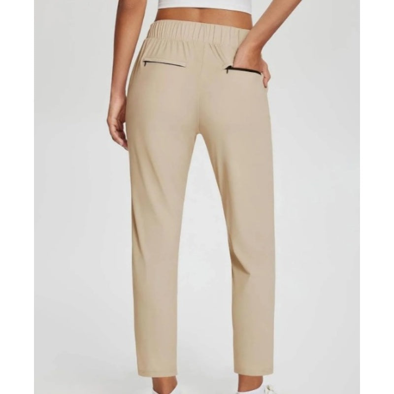 Damen-Hose mit hohem Bund und Reißverschlusstaschen – Leicht, Atmungsaktiv, Weich 26"/27" Knöchelhose