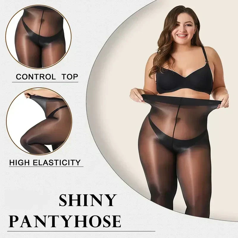 Transparente High-Waist Glänzende Durchsichtige Strumpfhose für Damen - Durchsichtig & Bequem