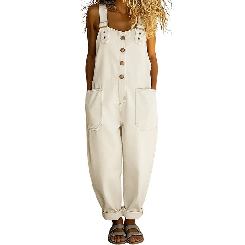 Damen Relaxed-Fit Denim-Latzhose mit tiefen Taschen