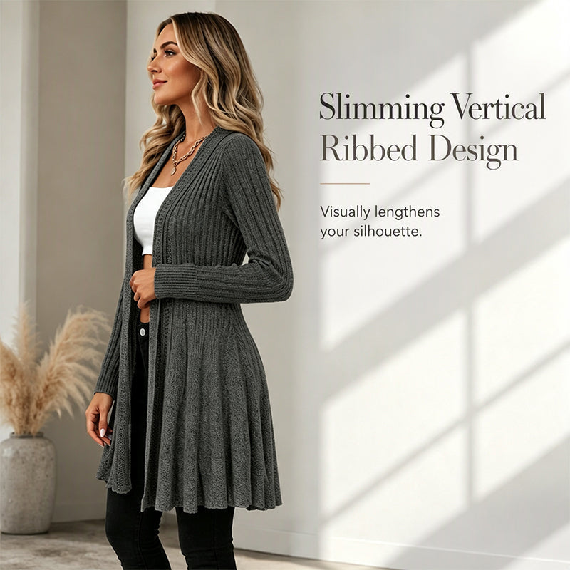 Elegante strukturierte offene Strickjacke – weich, mühelos und leicht zu stylen