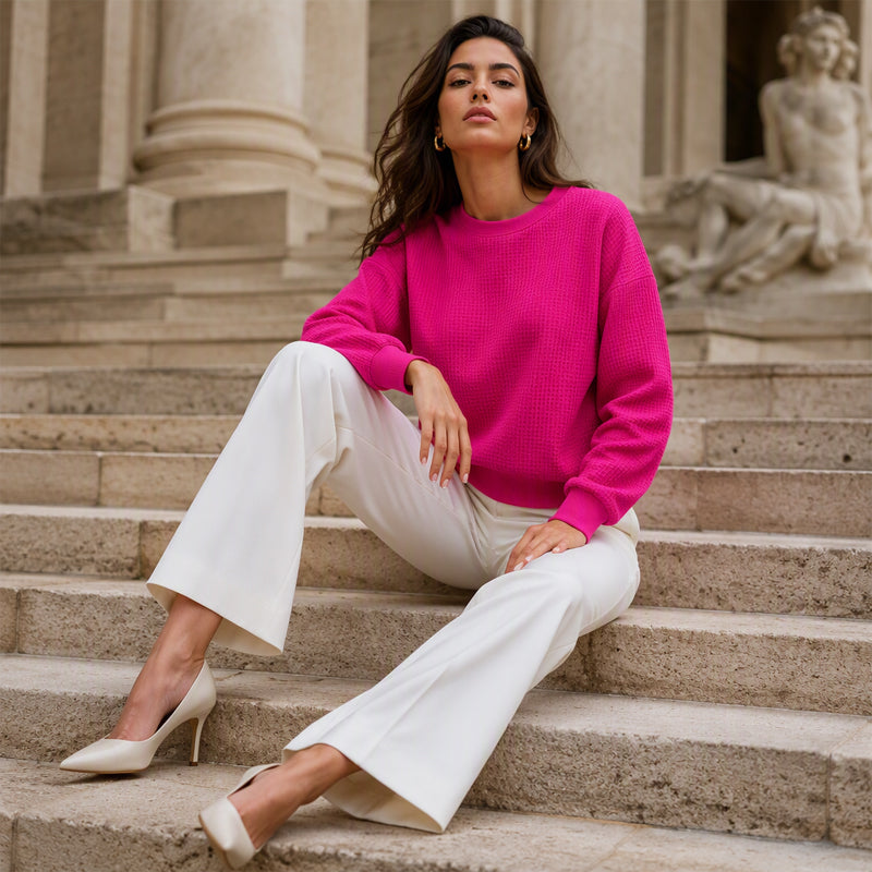 Waffelstruktur-Sweatshirt – Lockere Passform & Klassischer Stil für jeden Casual-Look