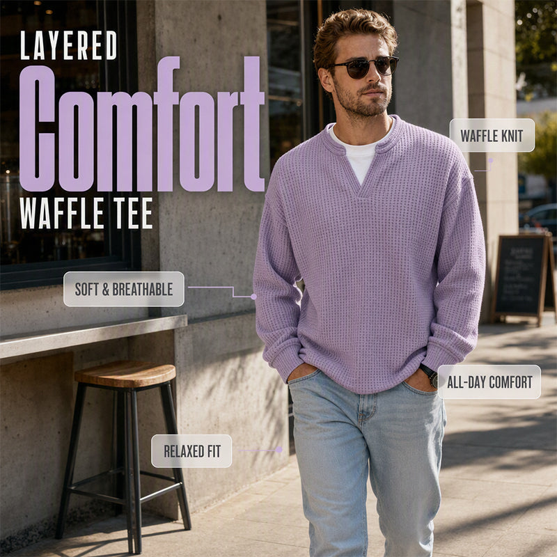 Herren Strukturiertes Waffel Langarm-Shirt im Lagen-Look