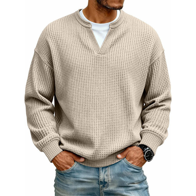 Herren Strukturiertes Waffel Langarm-Shirt im Lagen-Look