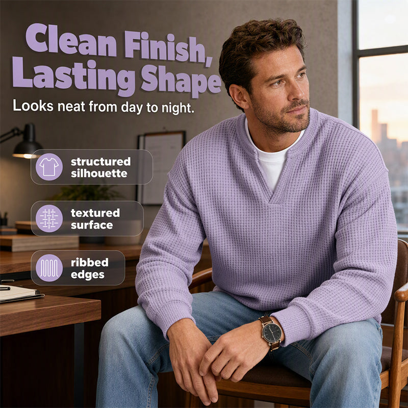 Herren Strukturiertes Waffel Langarm-Shirt im Lagen-Look