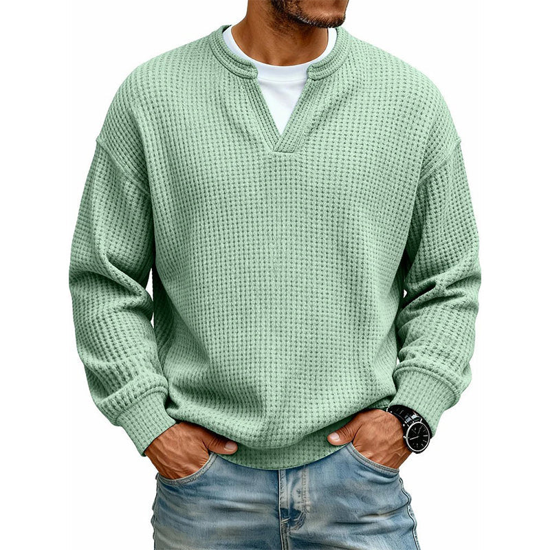 Herren Strukturiertes Waffel Langarm-Shirt im Lagen-Look