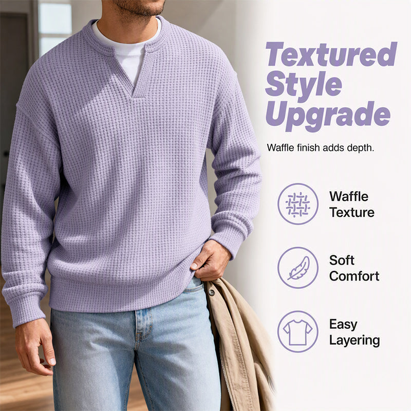Herren Strukturiertes Waffel Langarm-Shirt im Lagen-Look