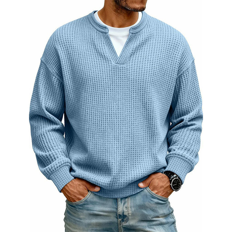 Herren Strukturiertes Waffel Langarm-Shirt im Lagen-Look