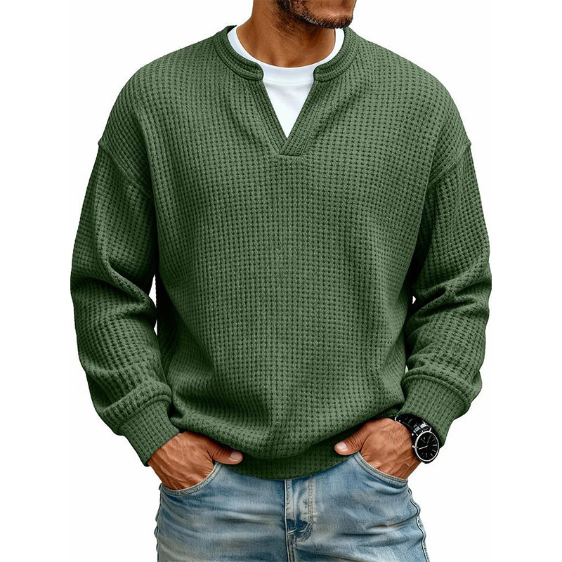 Herren Strukturiertes Waffel Langarm-Shirt im Lagen-Look