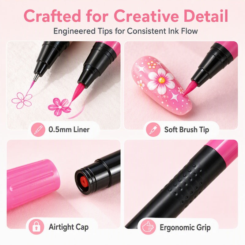24 Farben Dual Ended Nail Art Stifte Set