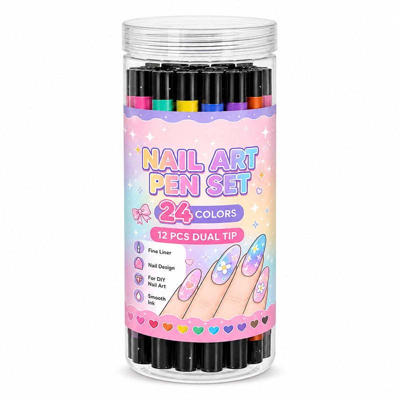 24 Farben Dual Ended Nail Art Stifte Set