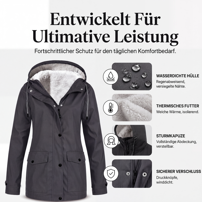 Winddichte Jacke mit weichem Fleecefutter und Kapuze – für alle Wetterlagen