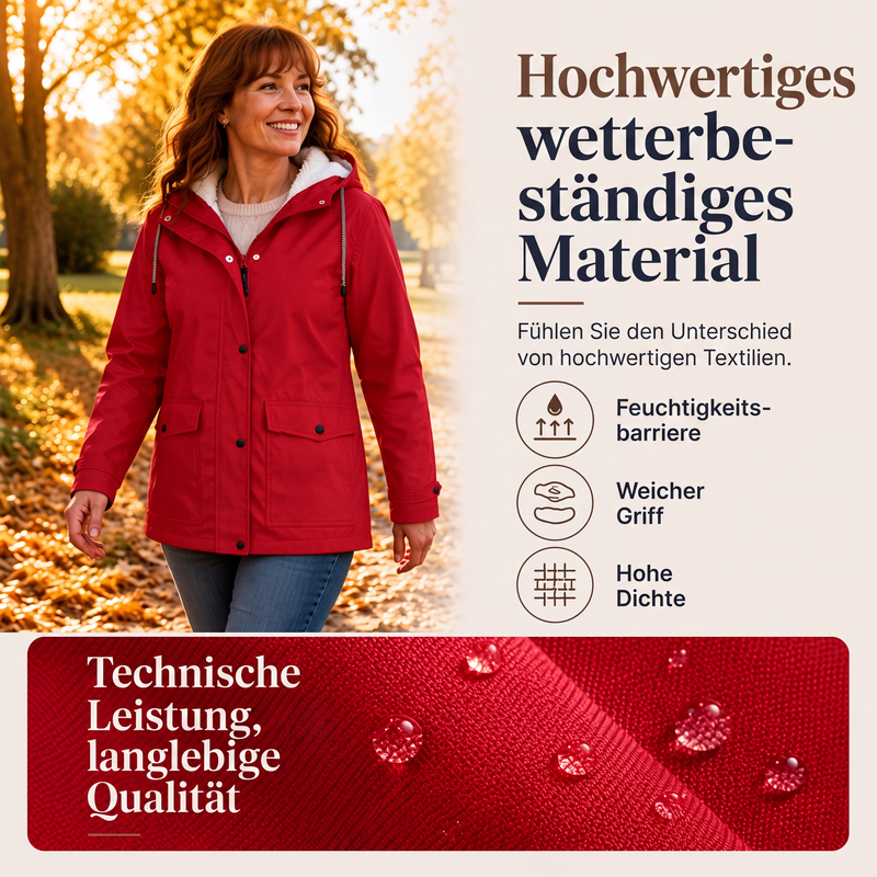 Winddichte Jacke mit weichem Fleecefutter und Kapuze – für alle Wetterlagen