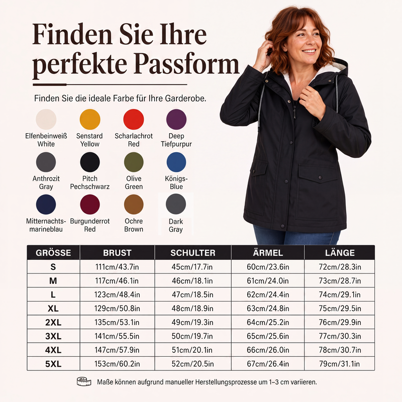 Winddichte Jacke mit weichem Fleecefutter und Kapuze – für alle Wetterlagen