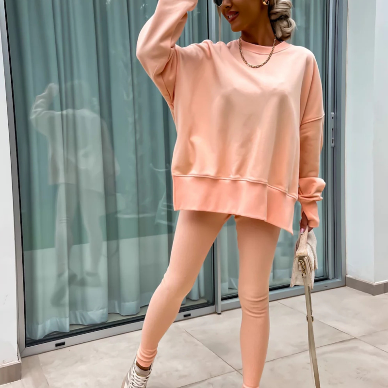 Damen Langarm Bedrucktes Sweatshirt und Leggings 2-teiliges Set