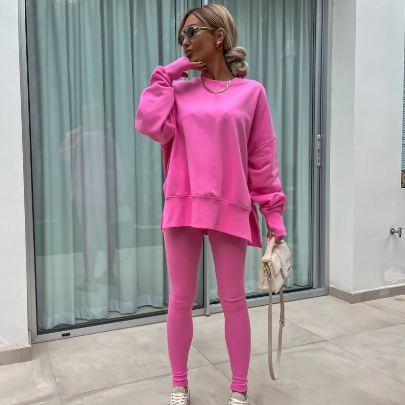 Damen Langarm Bedrucktes Sweatshirt und Leggings 2-teiliges Set