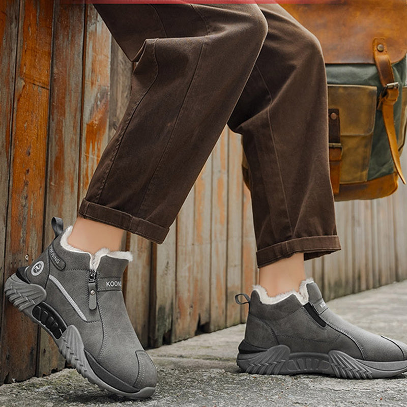 Herren Warme PU-Leder Casual Sneakers mit Reißverschluss