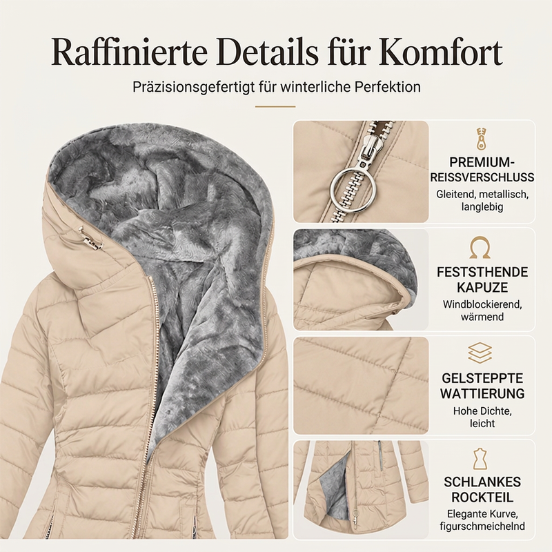 Damen-Wintermantel mit Kapuze und Isolierung