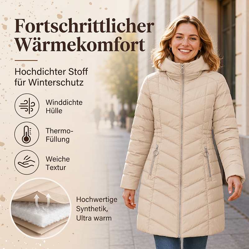 Damen-Wintermantel mit Kapuze und Isolierung