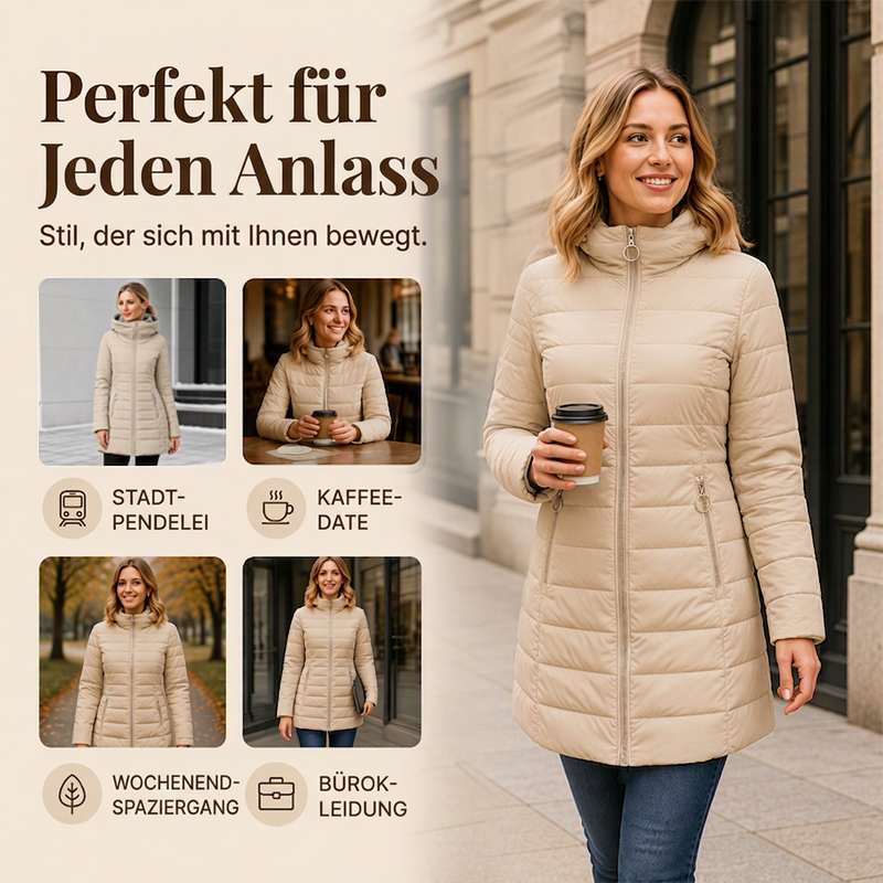 Damen-Wintermantel mit Kapuze und Isolierung
